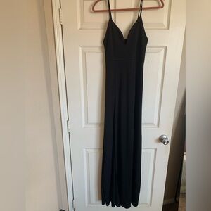 Black double slit maxi dress